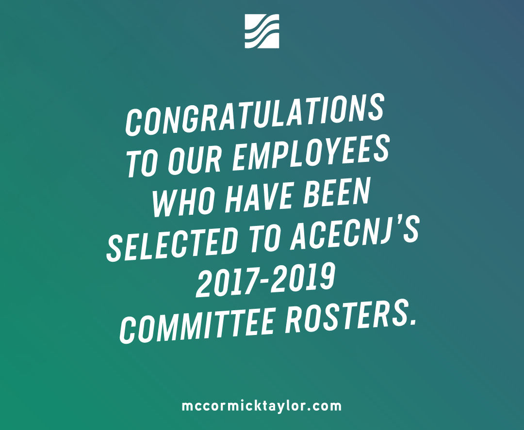 ACECNJ NAMES 12 McCORMICK TAYLOR EMPLOYEES TO MULTIPLE COMMITTEE ROSTERS
