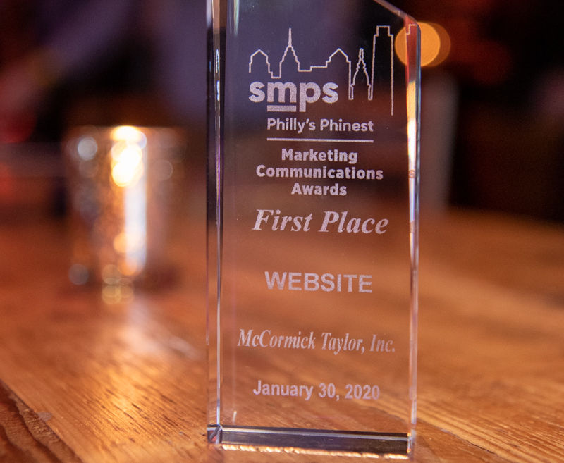 McCORMICK TAYLOR'S WEBSITE RECEIVES FIRST PLACE AWARD